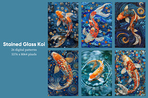 Stained Glass Koi Illustrations