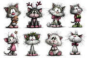 Christmas Whimsical Cats Clipart, an Illustration by Dream Creation (Thumbnail 4 of 6)