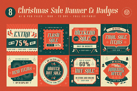 Christmas Sale Banner & Badges, an UI Kit Template by graphicook