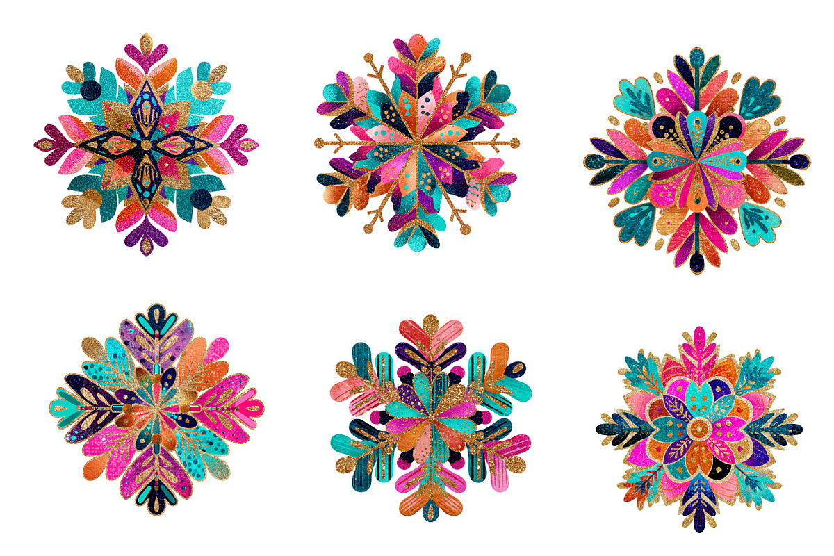 Colorful Glitter Christmas Snowflake, an Illustration by CreationArt (Photo 4 of 5)