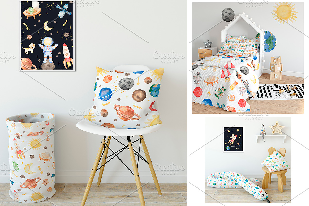Watercolor Cute Space Collection, a Technology Illustration by MayaNavits (Photo 7 of 10)