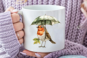 Watercolor Robin Birds Clipart, Fall, an Illustration by Pixels.Craft (Thumbnail 6 of 7)