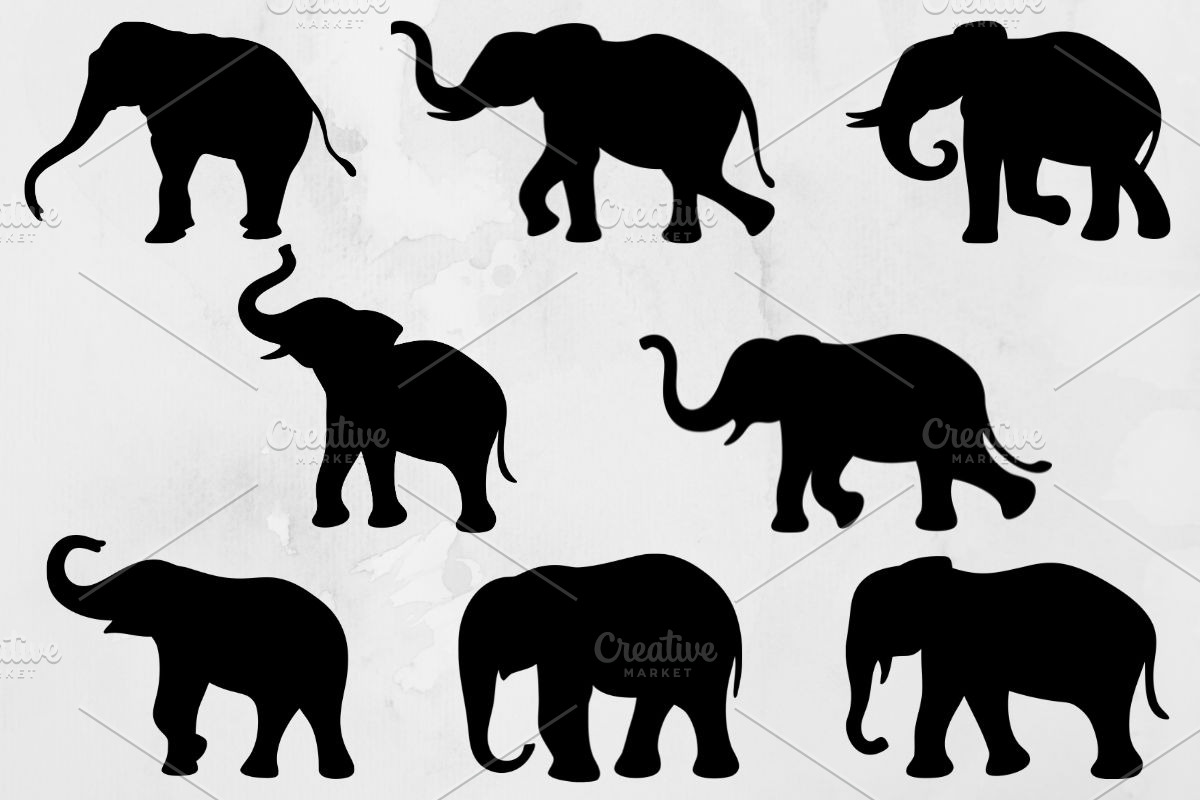Elephant Silhouette SVG #2, an Animal Illustration by newminddesign (Photo 1 of 3)