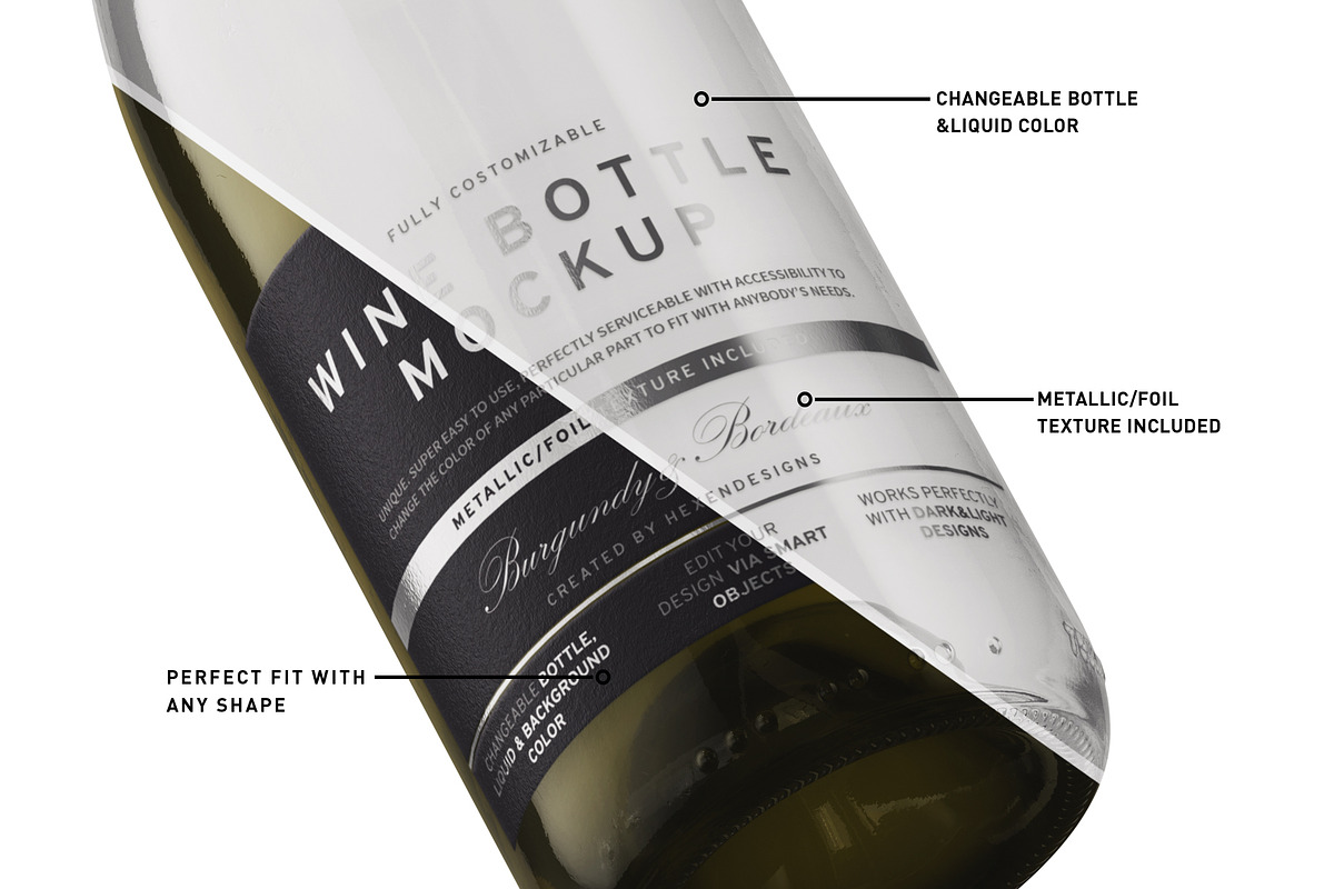 Wine Bottle Mockup, an Advertising Mockup by HexenDesigns (Photo 8 of 13)