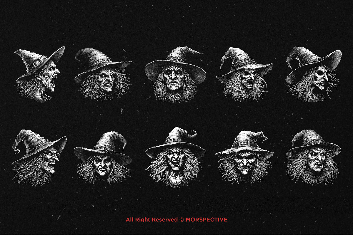 10 Bundle Dark Art Witch Head Women, an Illustration by Morspective (Photo 6 of 7)