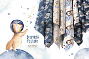 Watercolor space explorers. Kids set, an Animal Illustration by Peace ART (Thumbnail 16 of 19)
