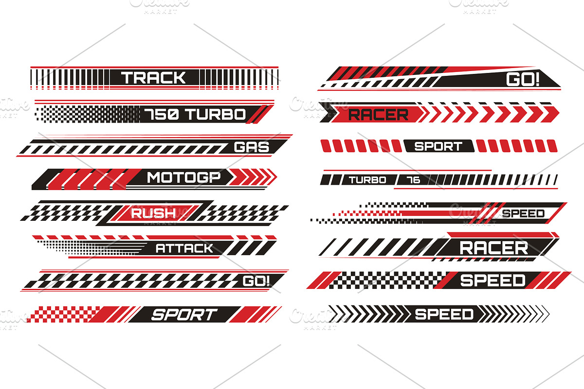 Racing stripe decals with motorcycle, an Object Illustration by art PVP - market
