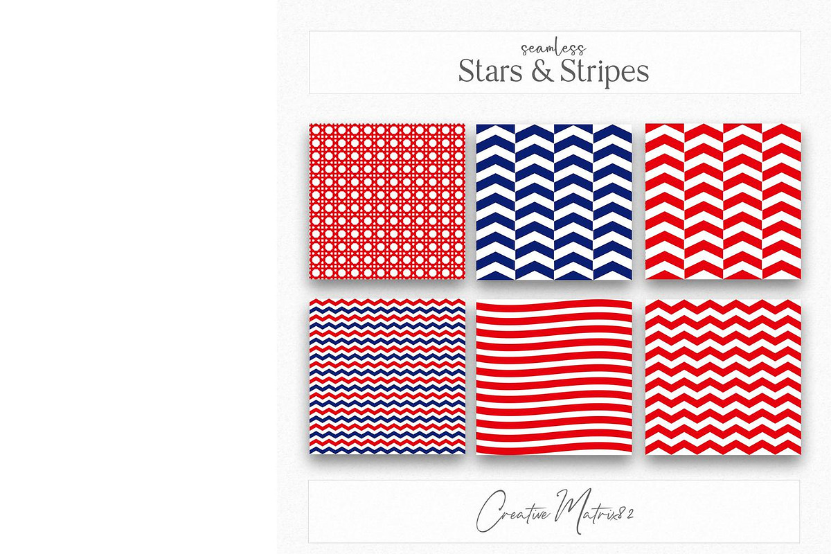 Stars Stripes Seamless Patterns, a Pattern Graphic by Creative Matrix82 (Photo 2 of 6)