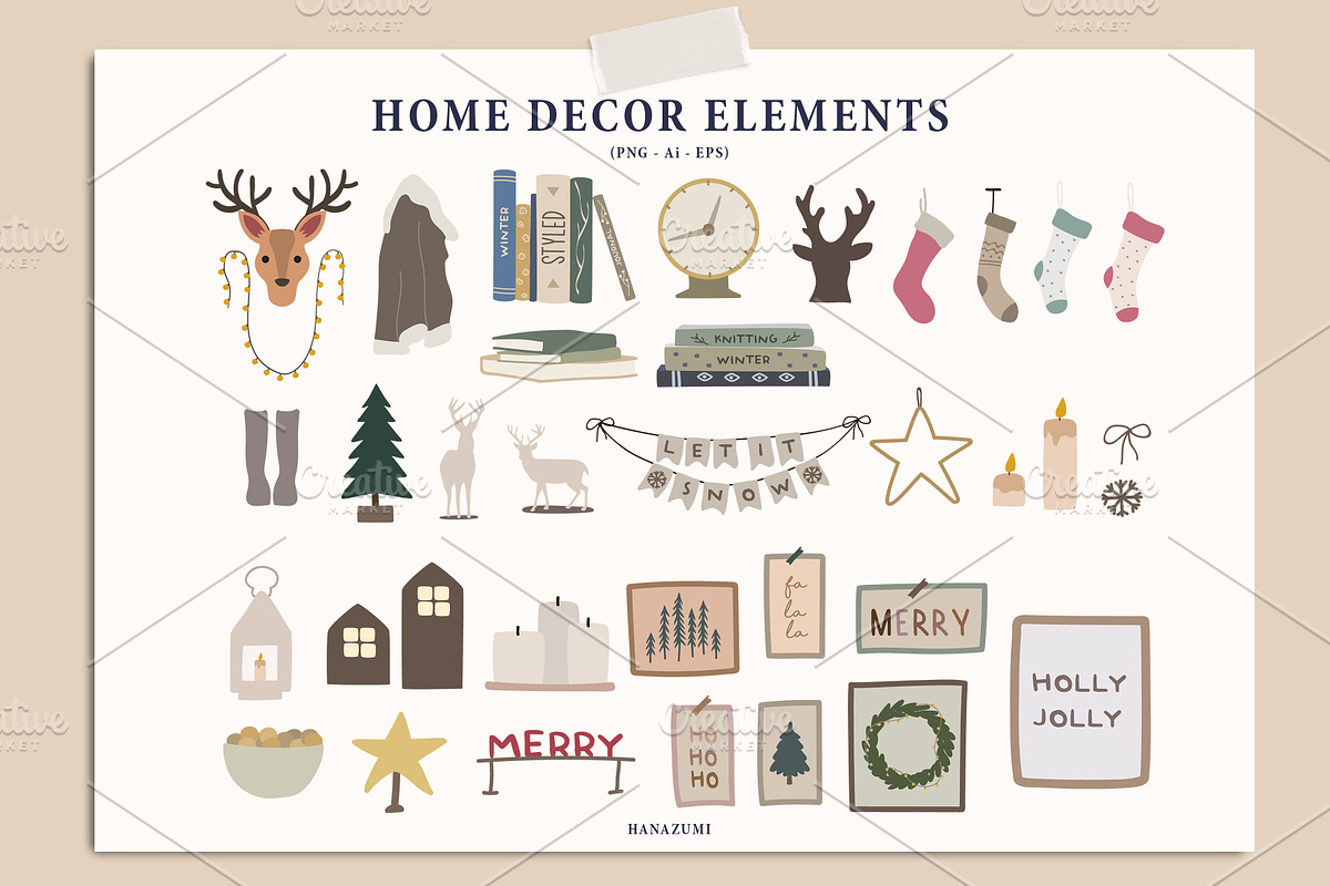 Christmas Winter Decoration, a Decorative Illustration by Hanazumi (Photo 3 of 14)