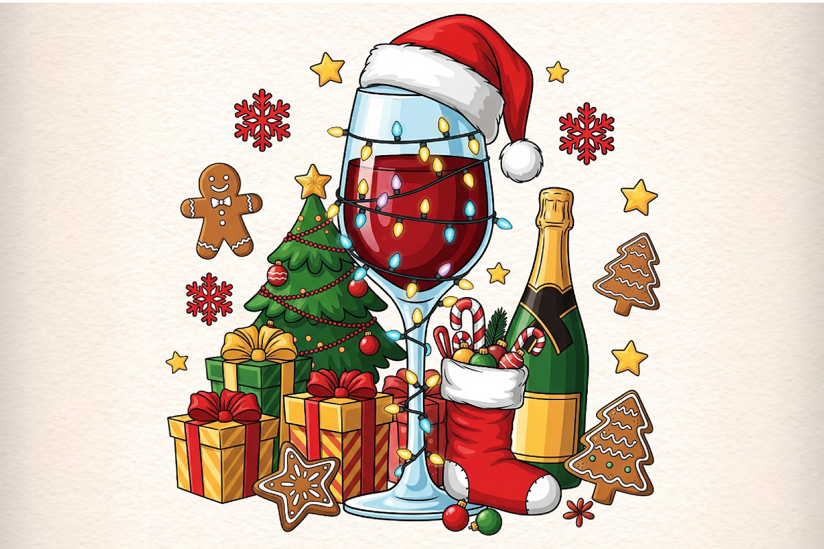Christmas wine glasses png, an Illustration by Craft Nest (Photo 1 of 6)