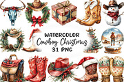 Western Cowboy Christmas Clipart, an Illustration by CraftArtStudio (Thumbnail 1 of 6)