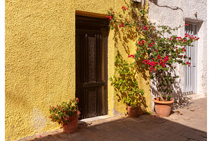 Yellow House Facade with, an Architecture Photo by kavalenkava