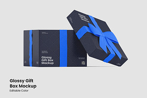 Glossy Gift Box Mockup, a Packaging Mockup by renderstockmarket