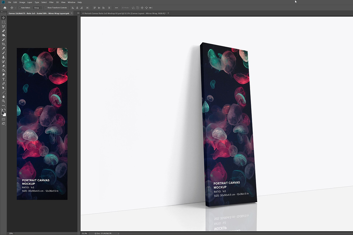 Portrait Canvas Ratio 1x3 Mockup, a Print Template by Mockups by Carlos Viloria (Photo 4 of 4)