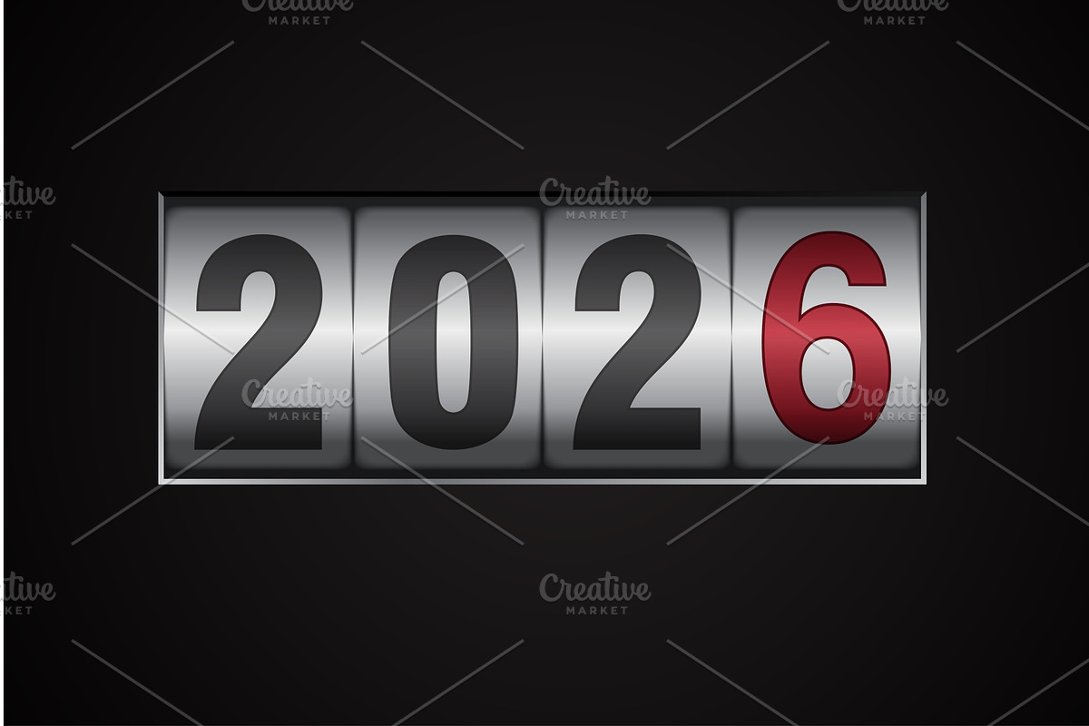 mechanical counter showing 2026, an Illustration by piter.goskov