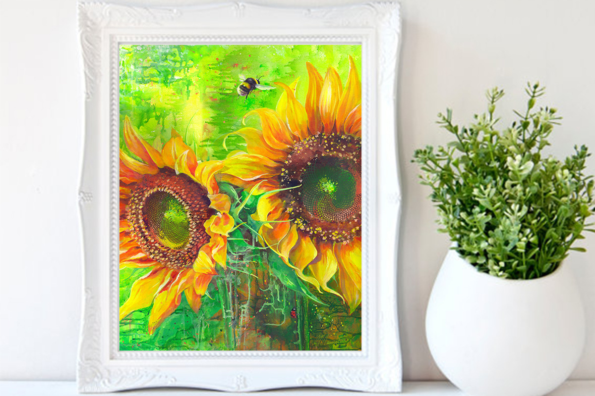 Acrylic Painted Suflowers Art, an Illustration by MaryAmi (Photo 3 of 3)
