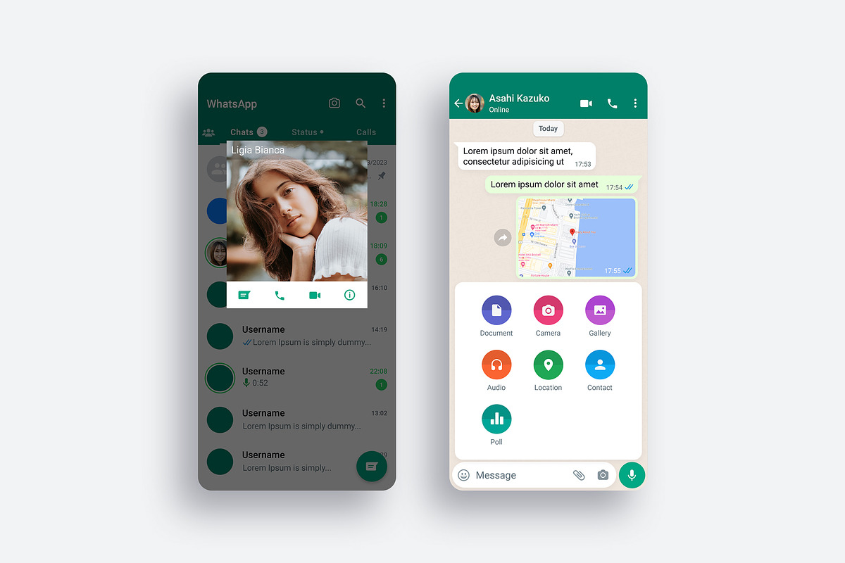 WhatsApp Template PSD Mockup, a Social Media Template by Dilshod Sobirov (Photo 4 of 10)