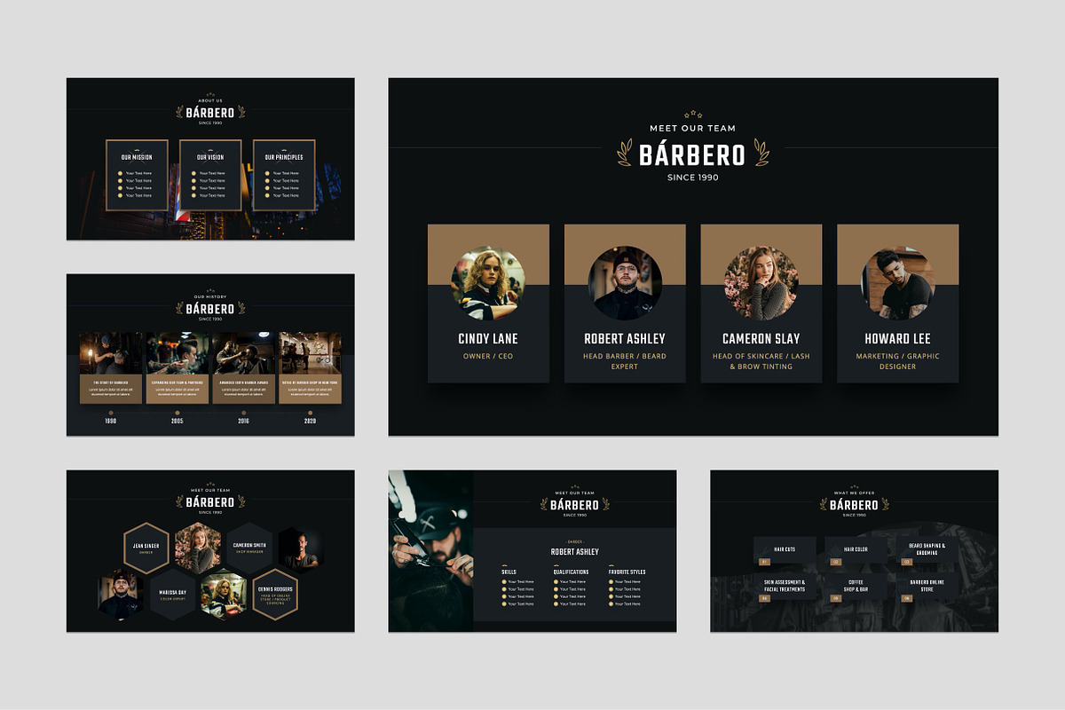Barber Shop PowerPoint Template, a Presentation Template by Flat Icons