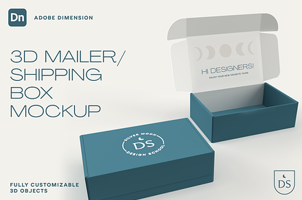 3D Shipping/Mailer Box Mockup