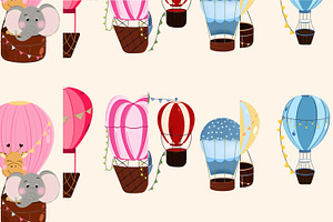 Hot Air Ballons Seamless Pattern