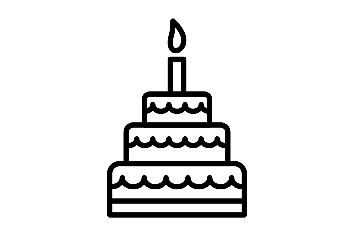 Birthday Cake Line Icon, an Icon by Pexelpy