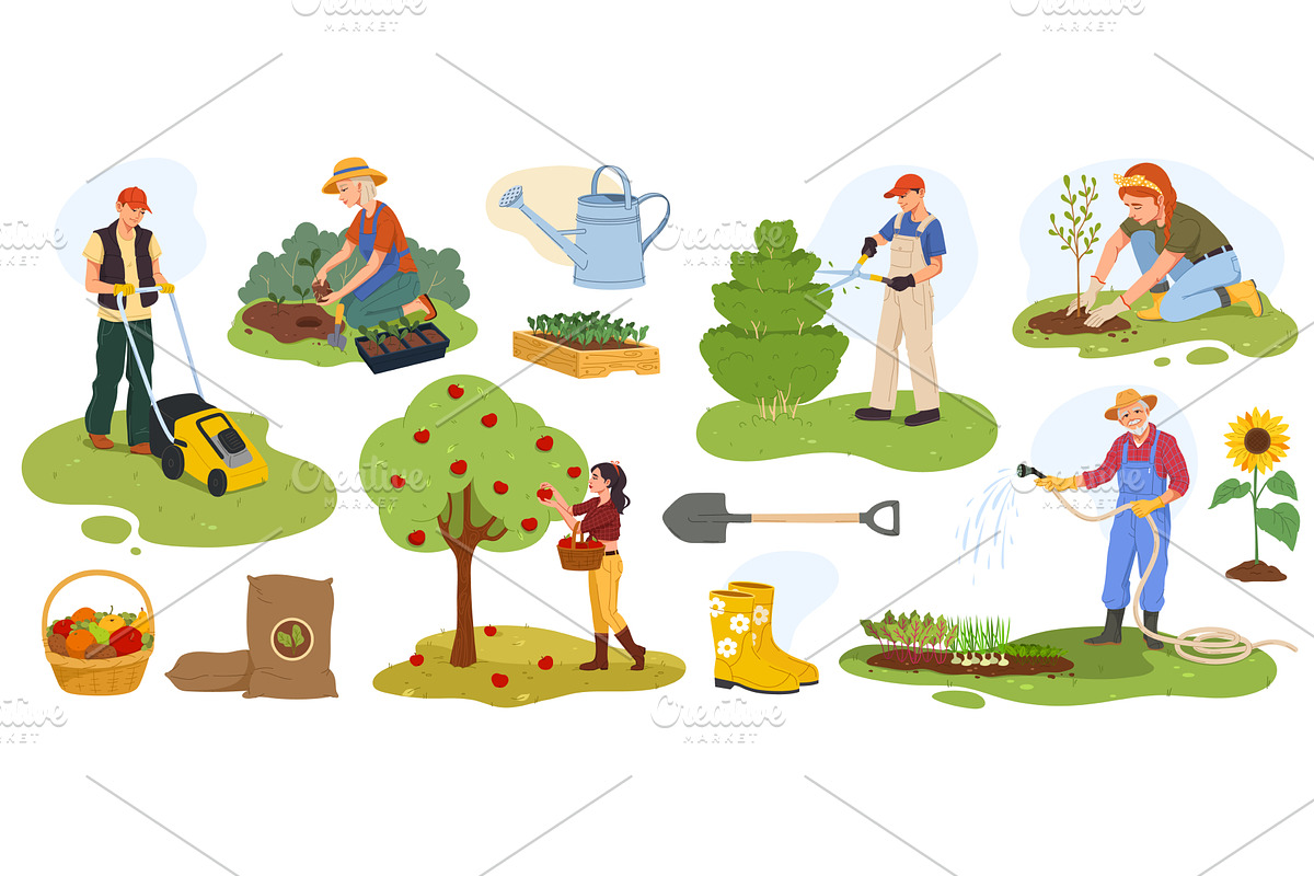 Farmer gardener and farm workers, a Work Illustration by Buch&Bee