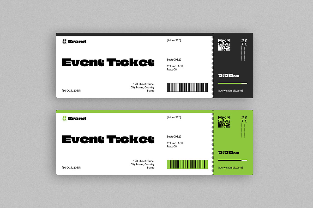 Event Ticket Layout Design Template, a Stationery Template by DesignCrest (Photo 4 of 11)