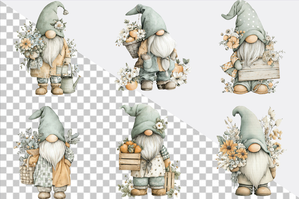 Whimsical Spring Gnome Clipart Bundl, an Illustration by SVGArt (Photo 2 of 9)