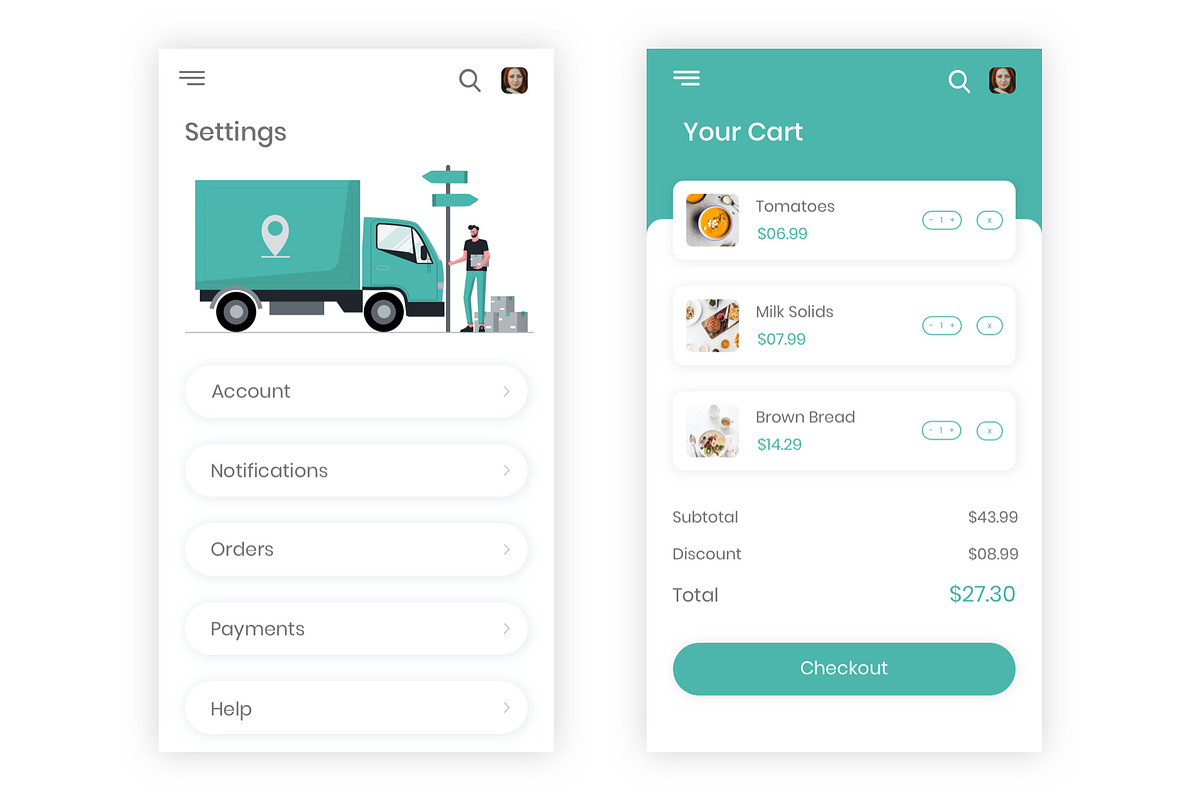 Emart -Grocery Shopping Adobe XD App, an UI Kit Template by themelove (Photo 6 of 10)