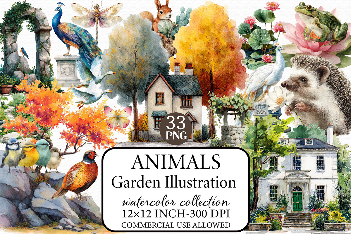Watercolor Animals Garden Illustrati, an Illustration by Libby Wishes (Photo 1 of 7)