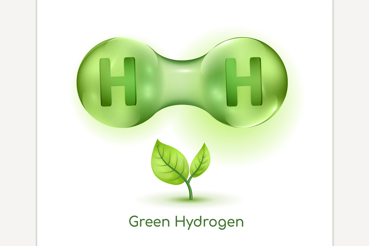H2 molecule symbol. Green hydrogen, a Technology Illustration by Anna's Shop