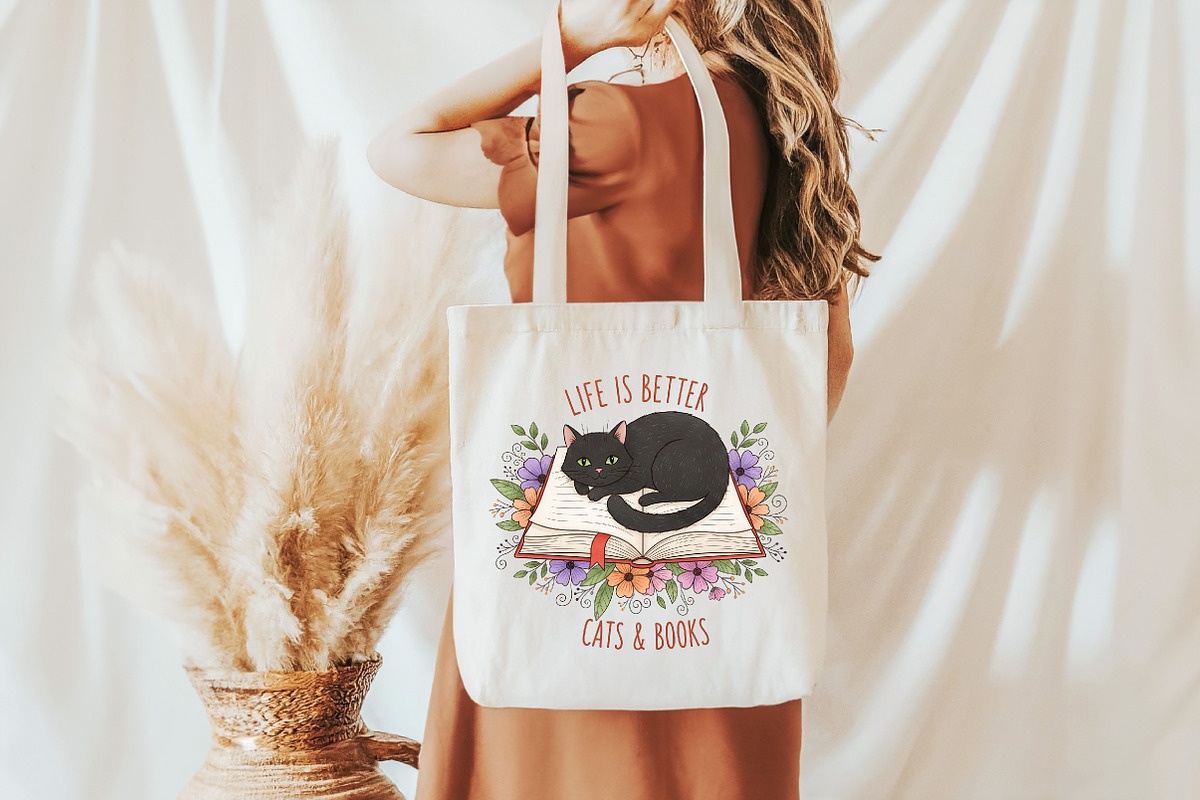 Life is Better,Cat And Books, an Illustration by DreamCafeArt (Photo 2 of 6)