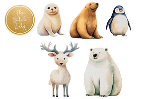 Cute Arctic Animals Clipart Set