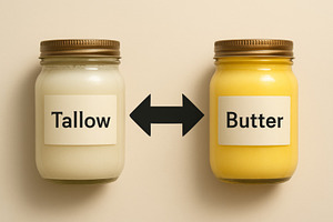 Tallow versus butter concept with ar, a Photo by Dvoevnore photos