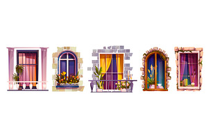 Decorative window shutter set, an Object Illustration by art PVP - market