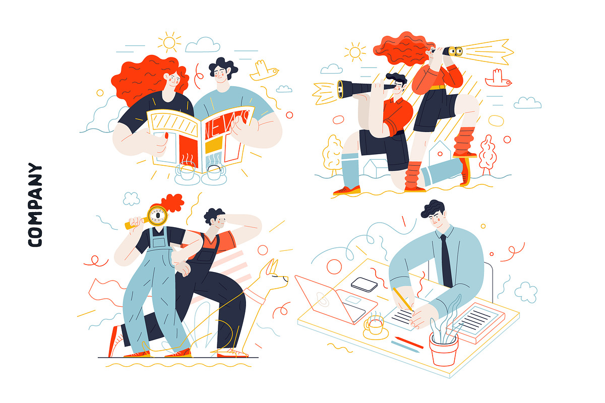 Company, flat web illustrations, a Templates & Theme by Grivina's shop (Photo 11 of 27)
