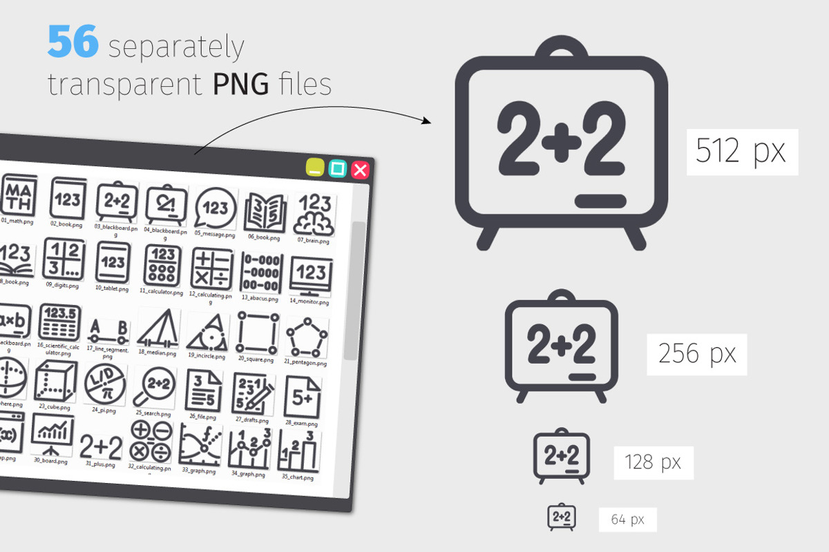 Math Line Icons Set, an Outline Icon by Voysla's Shop (Photo 3 of 4)