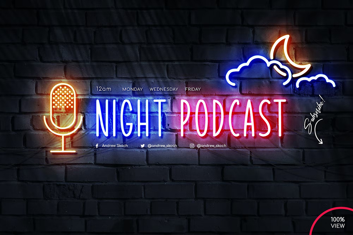 Neon Podcast YouTube Templates, a Social Media Template by Andrew Skoch Design (Photo 2 of 8)