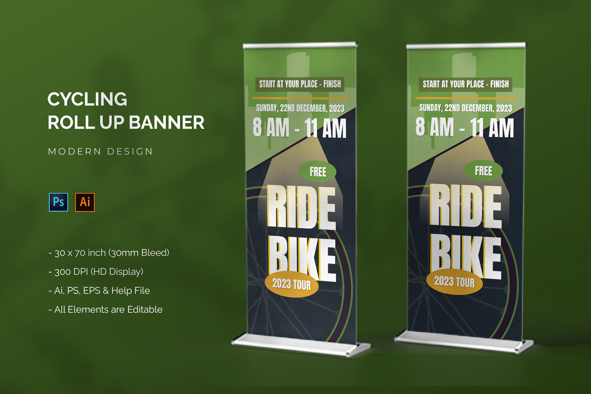 Cycling - Roll Up Banner | Print Templates ~ Creative Market