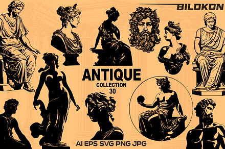Antique Greek Sculptures Vector Pack