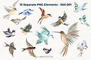 Watercolor Birds Clipart Set, an Animal Illustration by Mia Digital (Thumbnail 2 of 5)