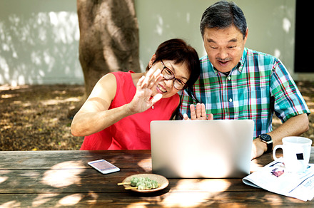 Senior asian couple stock photo containing asian and calling, a Person Photo by rawpixel