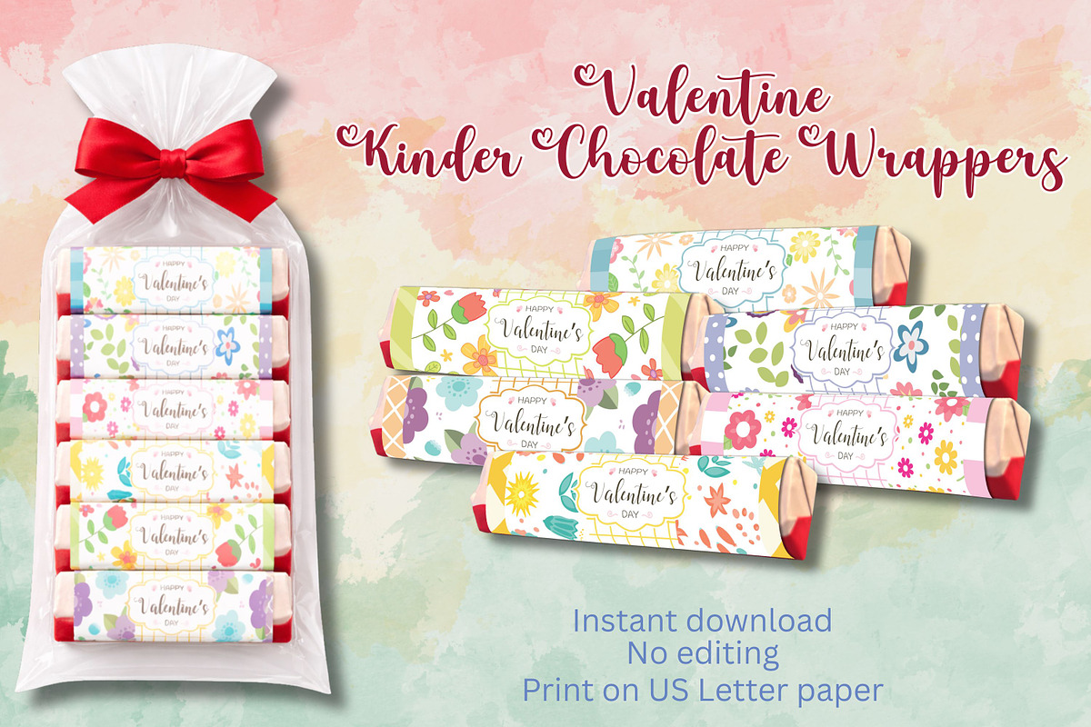 Valentine Kinder Chocolate Wrappers, a Graphic by Adalin Shop (Photo 1 of 4)