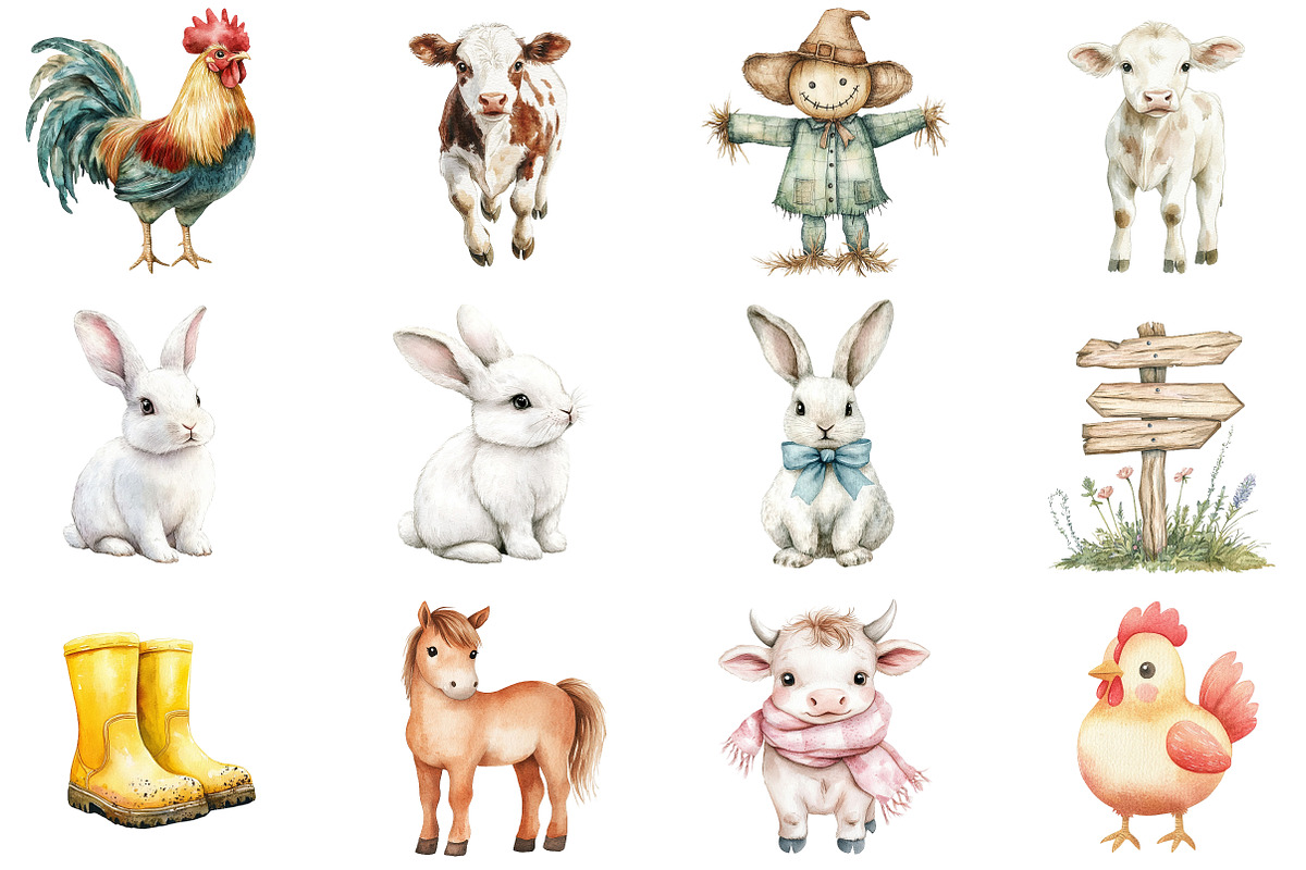 Cute Farm Clipart, an Illustration by CitraGraphics (Photo 3 of 5)