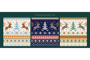 Retro Xmas Pixel Art Pattern Set