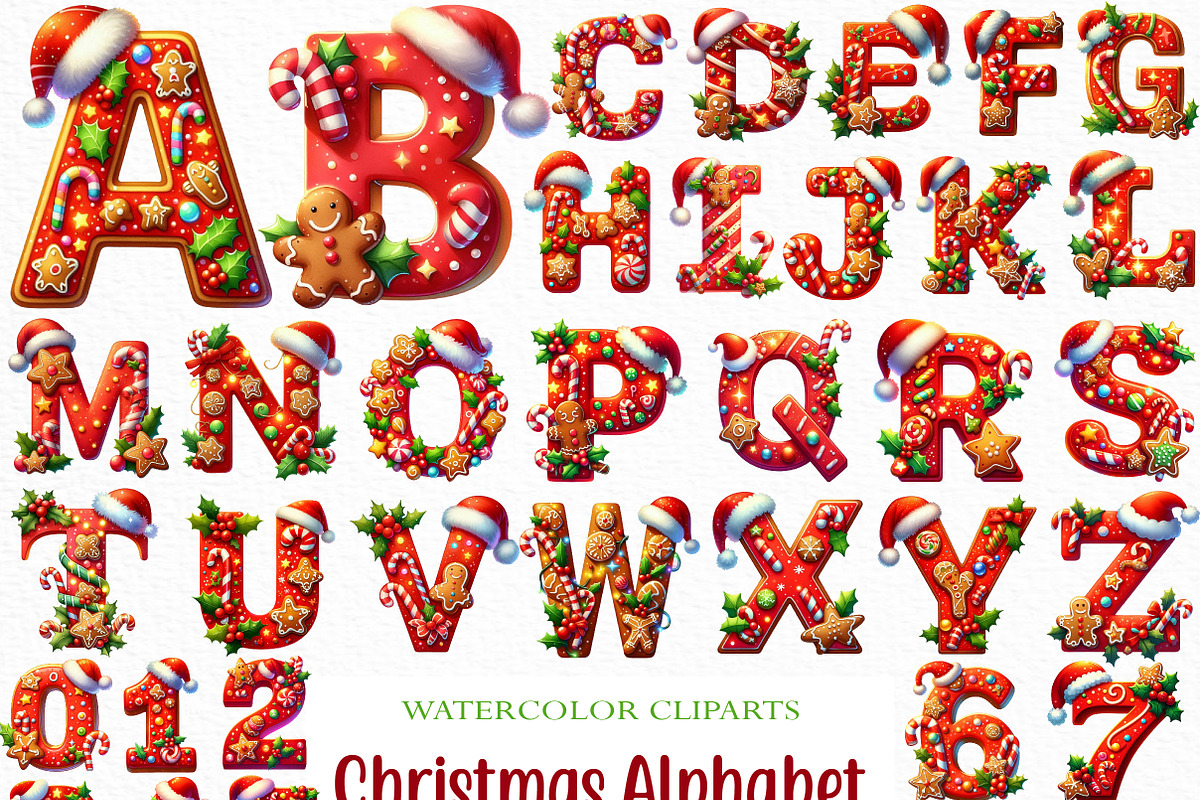 Christmas Alphabet Clipart, an Illustration by Craft Nest (Photo 1 of 6)
