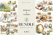 Romantic flower clipart bundle, a Decorative Illustration by Vasmila (Thumbnail 1 of 21)