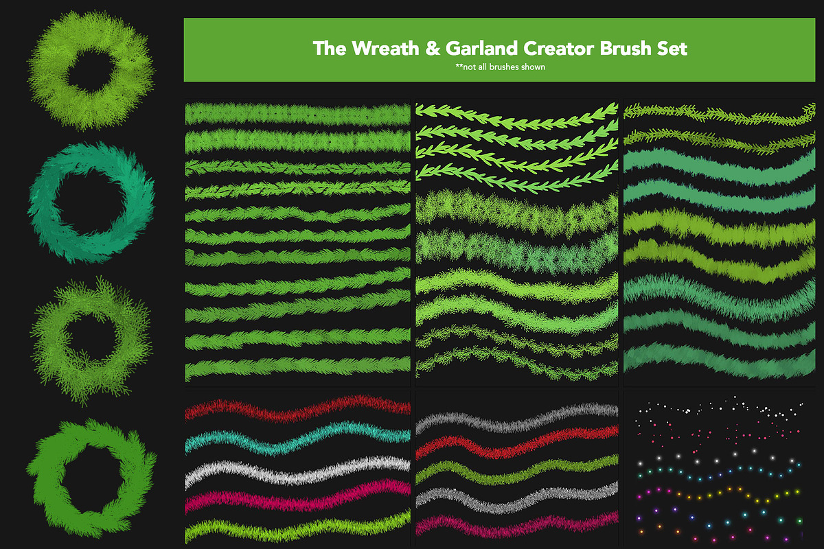 String Lights & Wreath Procreate Set, a Brush Add-On by Studio Kitsch (Photo 12 of 13)