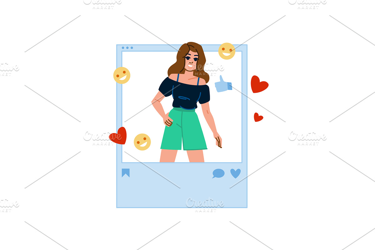Influencer posing for social media, a Technology Illustration by pikepicture