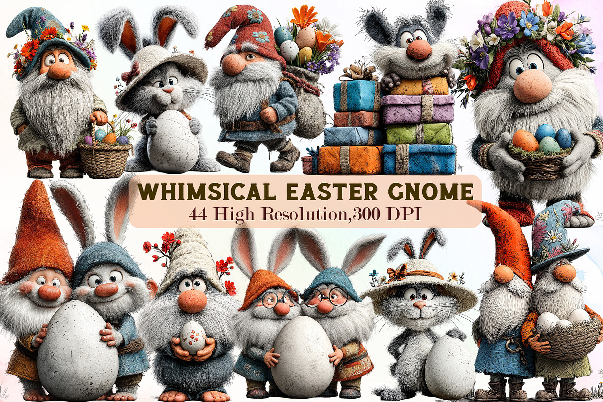 Whimsical Easter Gnome Clipart, an Illustration by Sublimation Artist (Photo 1 of 7)